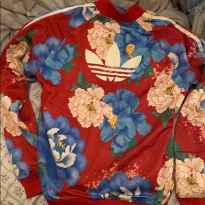 Adidas zip down floral sweater size small